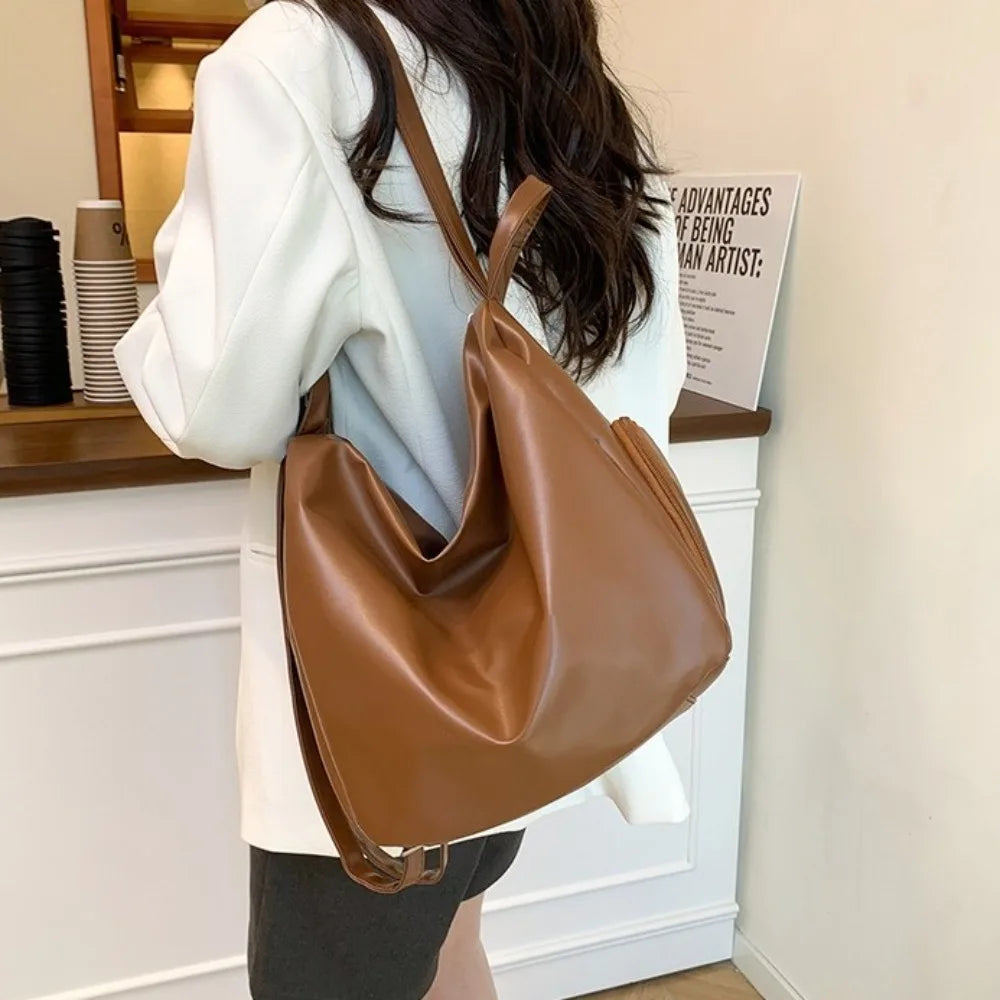 Sac Hobo couleur unie à bandoulière simple en cuir- OFFRE SPÉCIAL !
