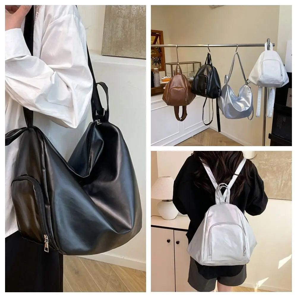 Sac Hobo couleur unie à bandoulière simple en cuir- OFFRE SPÉCIAL !
