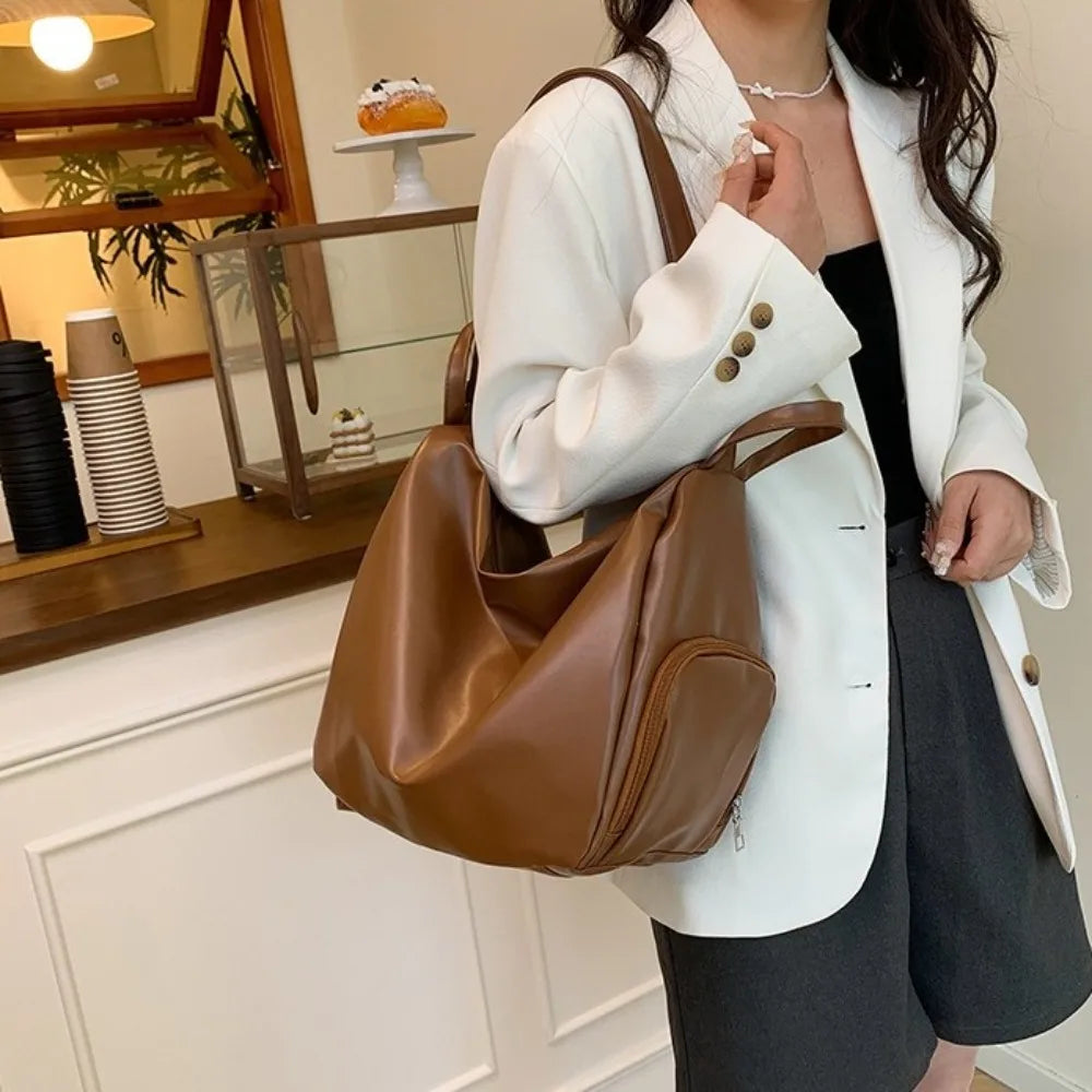 Sac Hobo couleur unie à bandoulière simple en cuir- OFFRE SPÉCIAL !